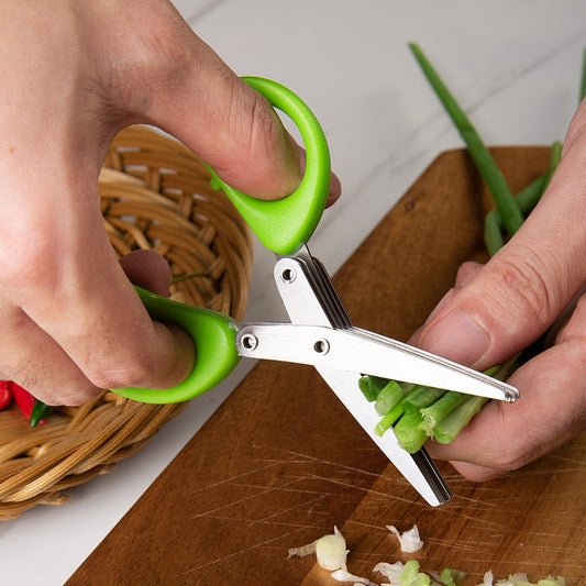 Kitchentro Multi-layer Green Onion Scissors Stainless Steel Onion Cutting Knife