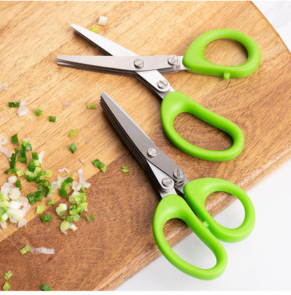 Kitchentro  Multi-layer Green Onion Scissors Stainless Steel Onion Cutting Knife