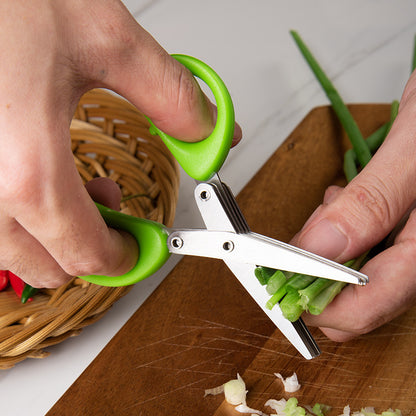 Kitchentro  Multi-layer Green Onion Scissors Stainless Steel Onion Cutting Knife