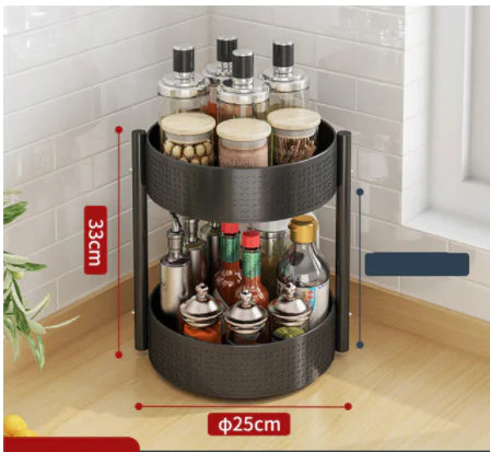 ✅ 360° Rotating Spice Tower – Space-Saving Counter Organizer