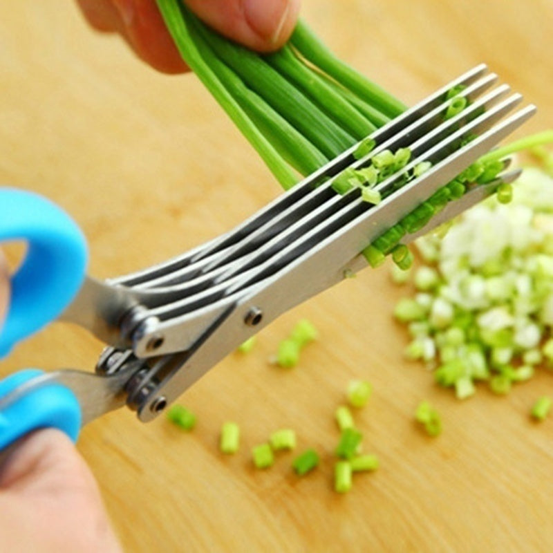 Kitchentro  Multi-layer Green Onion Scissors Stainless Steel Onion Cutting Knife