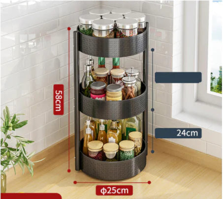 ✅ 360° Rotating Spice Tower – Space-Saving Counter Organizer